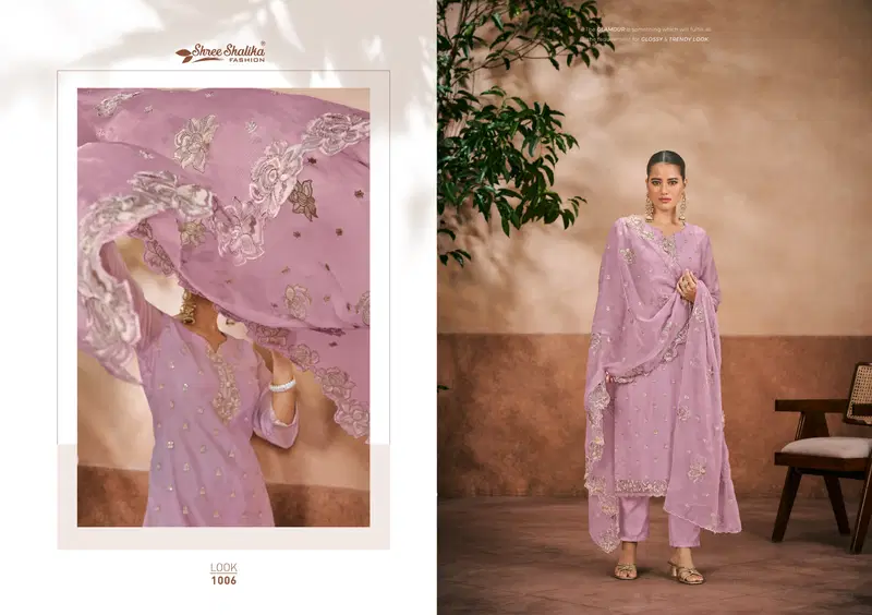 Ruhani By shree Shalika Organza Chiffon Embroidery Dress Material Suppliers In India